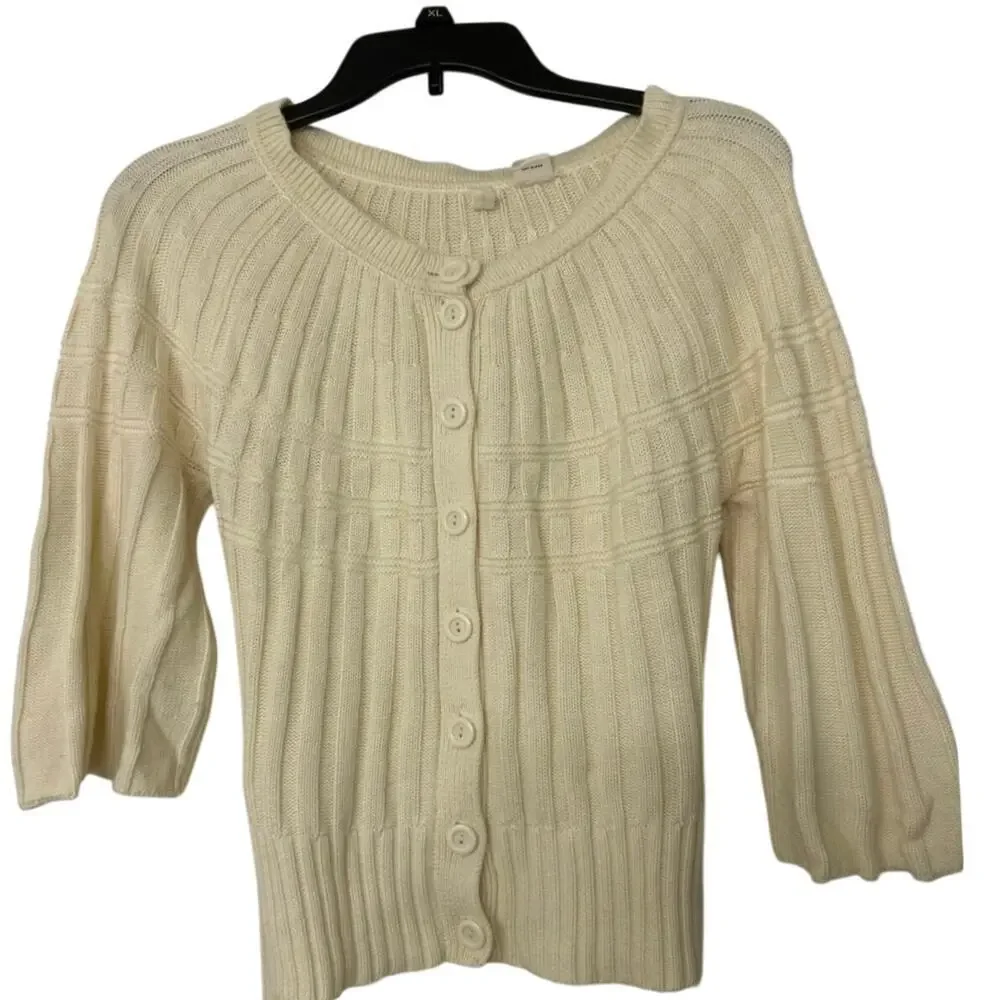 Moth Anthropologie Ribbed Chunky Knit Button Front Belted Bell Sleeve Sweater M